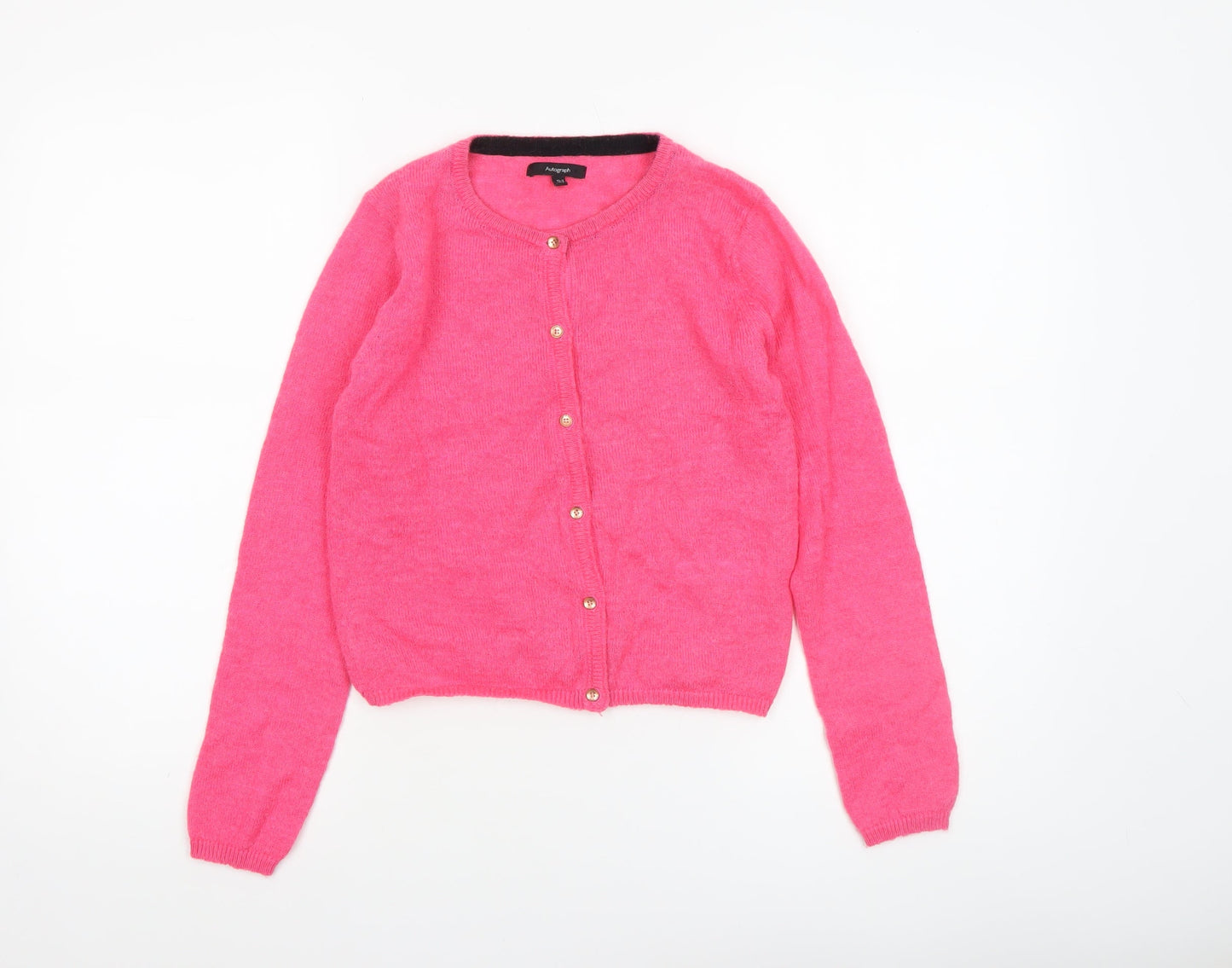 Marks and Spencer Autograph Girls Pink Button Cardigan 10-11 Years Wool Blend