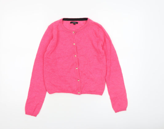 Marks and Spencer Autograph Girls Pink Button Cardigan 10-11 Years Wool Blend