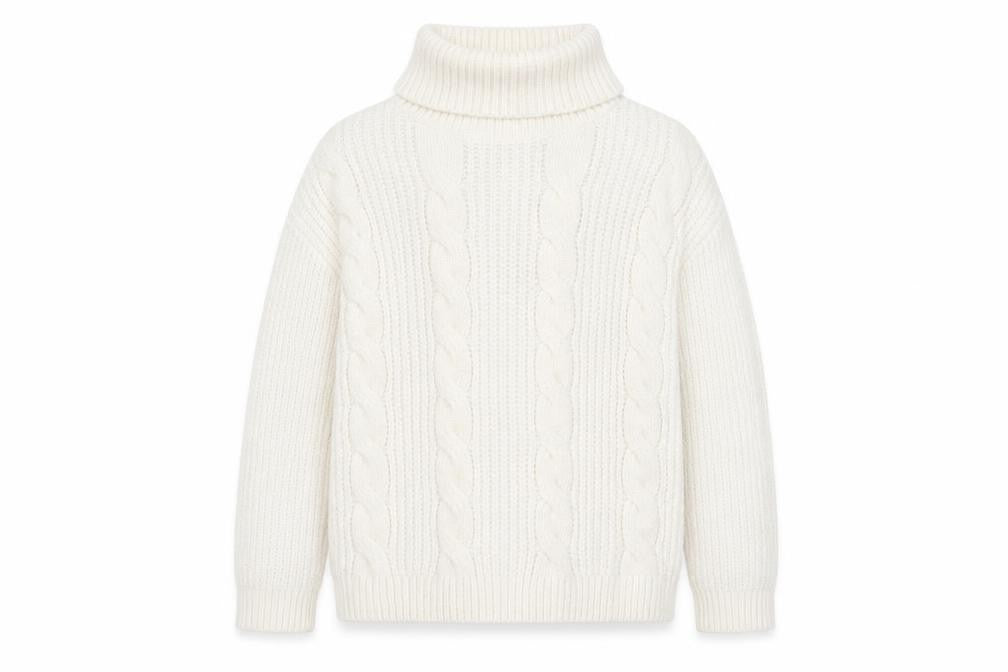 Primark Girls Ivory Cable Knit Roll Neck Pullover Jumper 8-9 Years