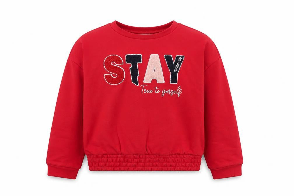 OVS Girls Red Pullover Sweatshirt 12-13 Years Crew Neck Sequin Graphic Print