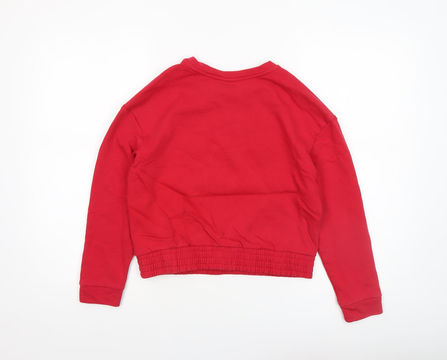 OVS Girls Red Pullover Sweatshirt 12-13 Years Crew Neck Sequin Graphic Print