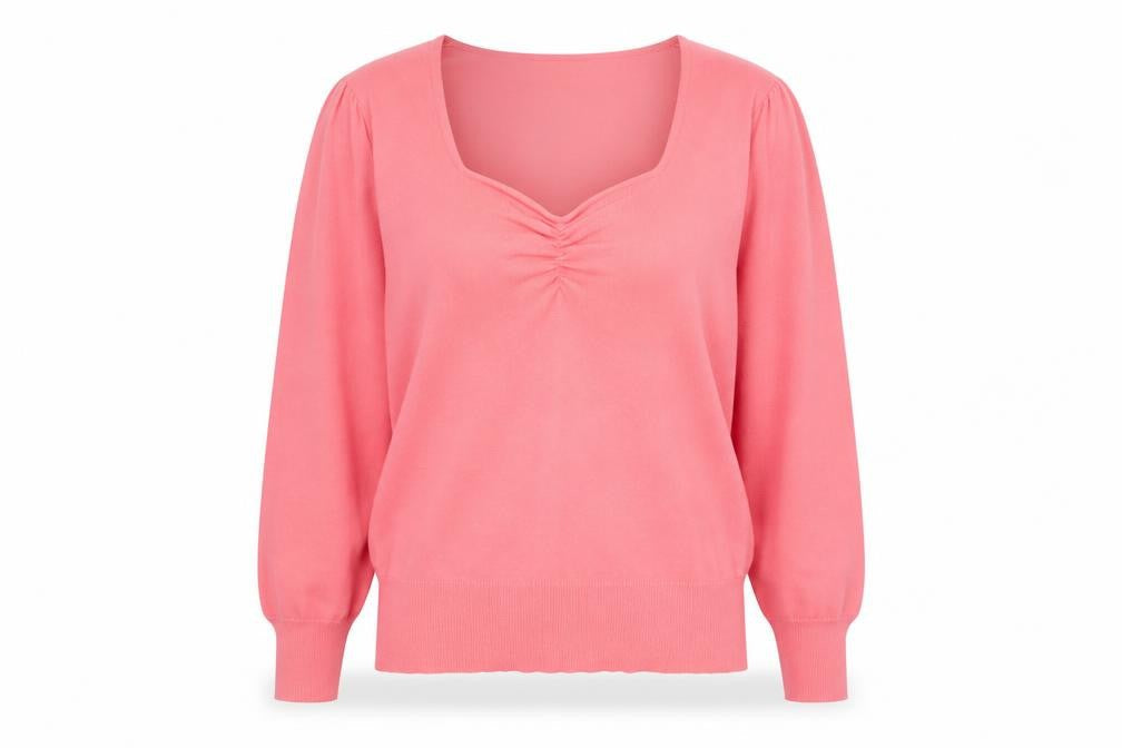 Dunnes Women Pink V-Neck 3/4 Sleeve Pullover Jumper Size L
