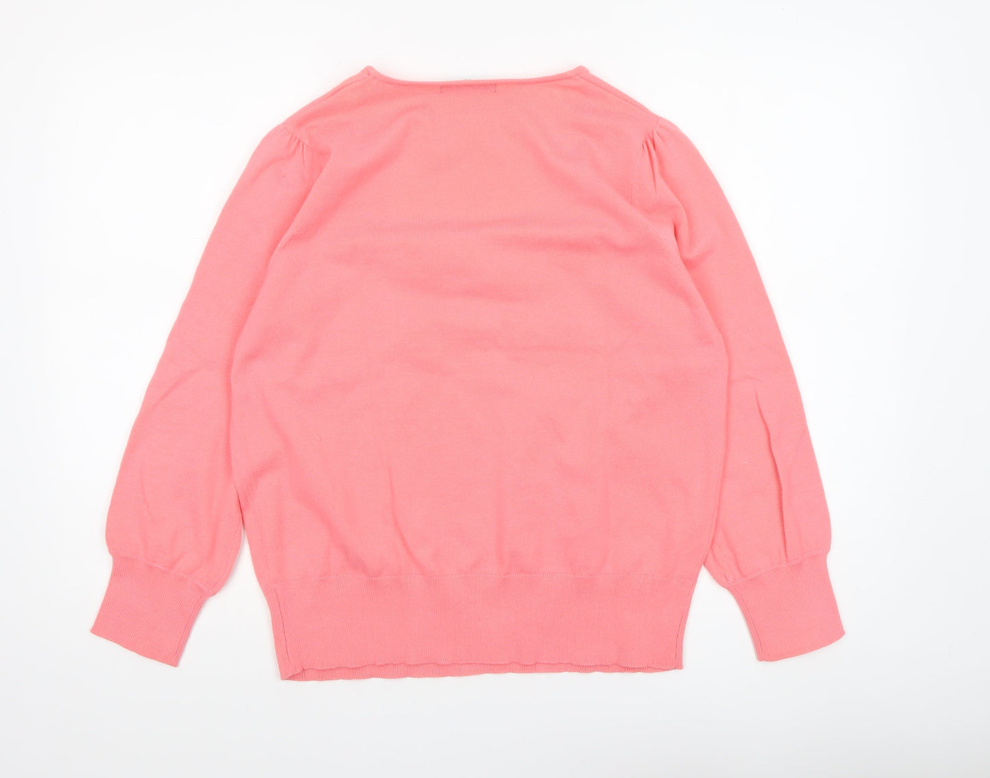 Dunnes Women Pink V-Neck 3/4 Sleeve Pullover Jumper Size L