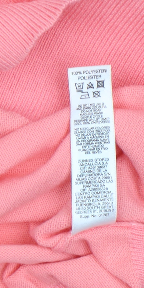 Dunnes Women Pink V-Neck 3/4 Sleeve Pullover Jumper Size L
