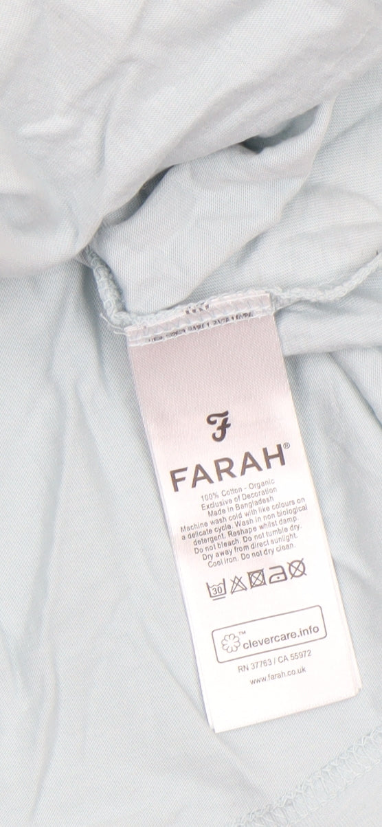 Farah Men Blue Organic Cotton Crew Neck Short Sleeve T-Shirt Size M