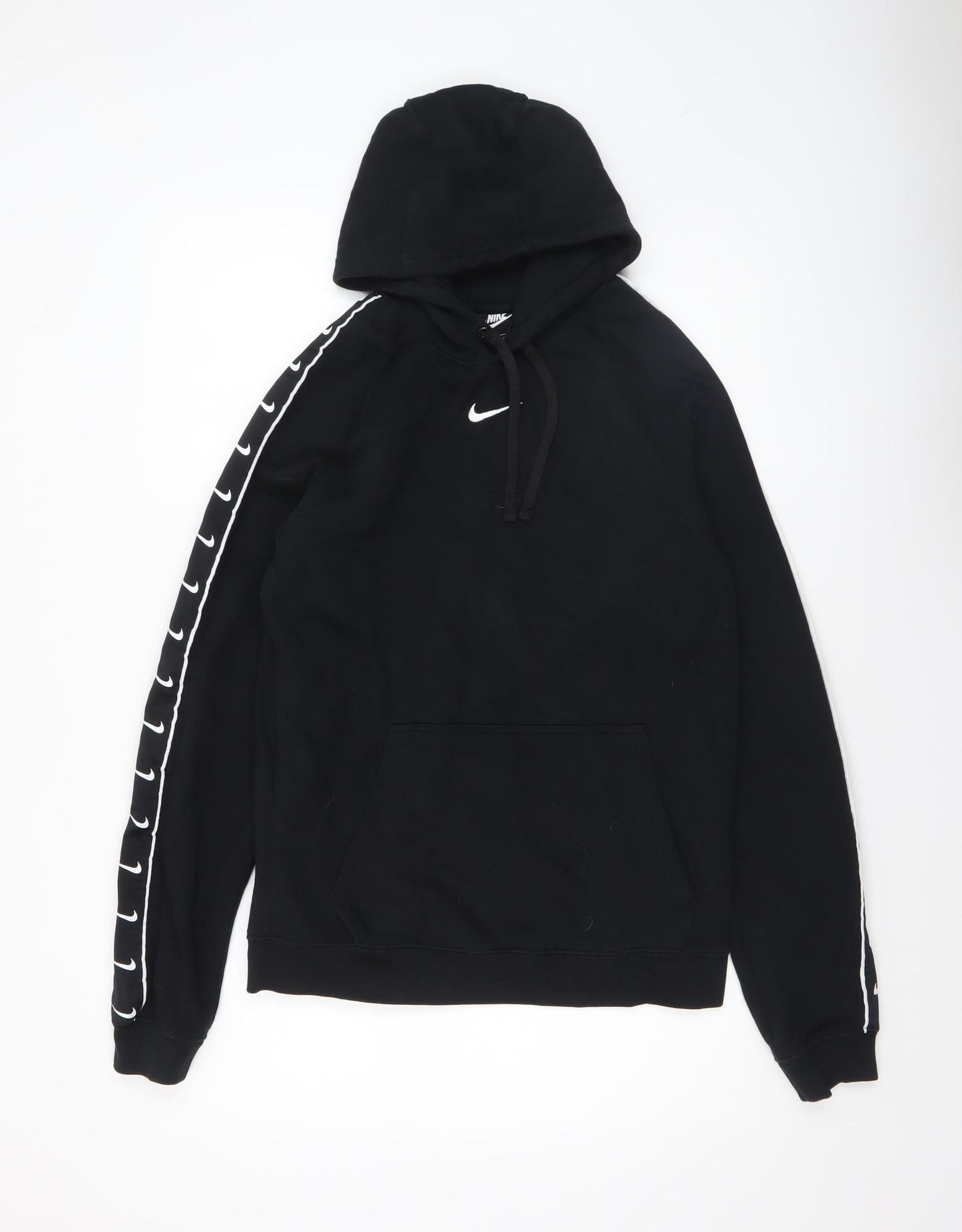Nike Men's Black Small Pullover Hoodie with Logo Trim