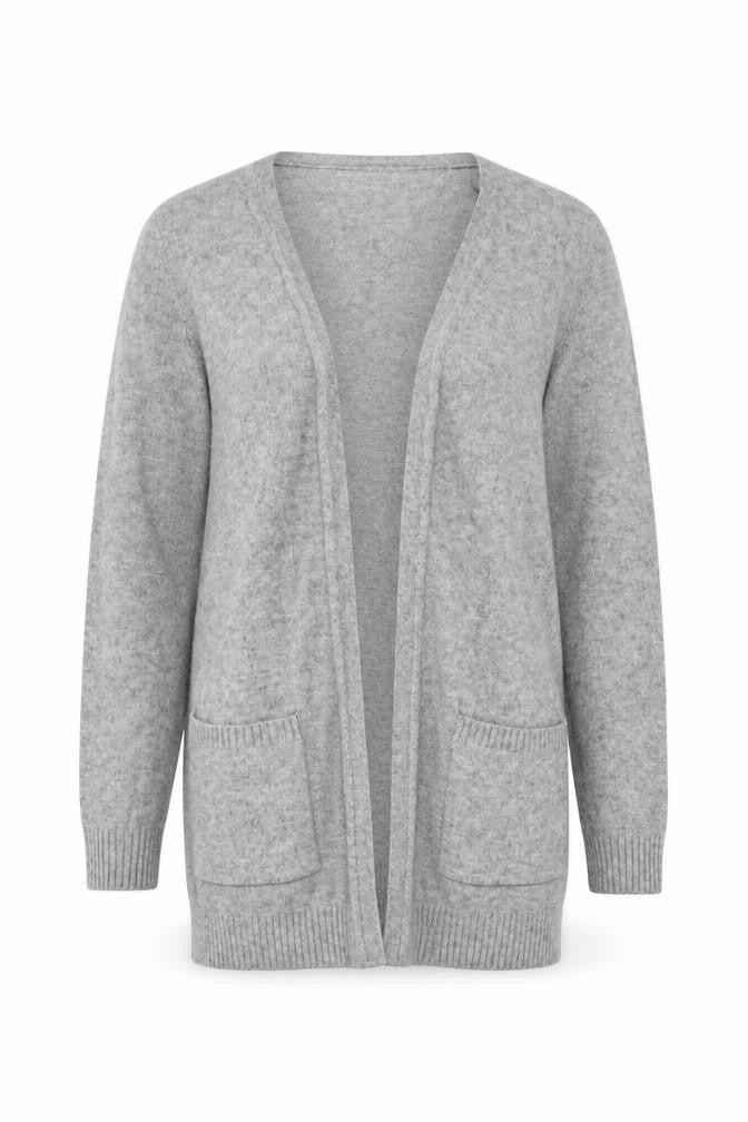 ONLY Women's Grey Knit Long Sleeve Open Cardigan Size S