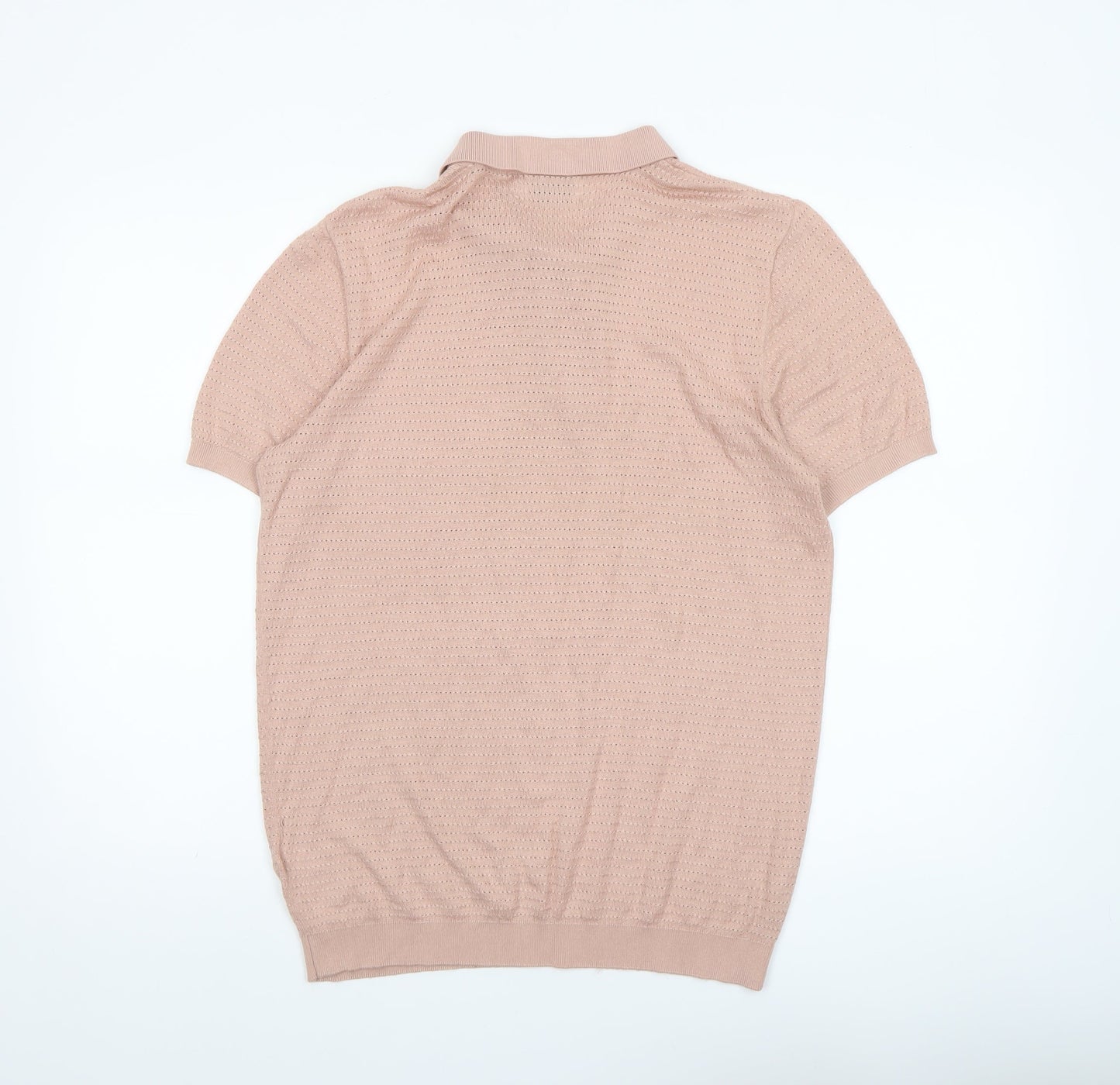 Topman Men's Beige Knit Short Sleeve Polo Shirt Size M