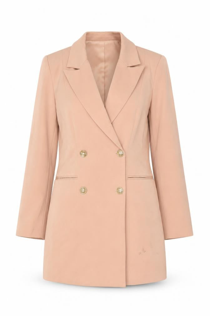 Forever 21 Women's Beige Double-Breasted Blazer Coat UK 12