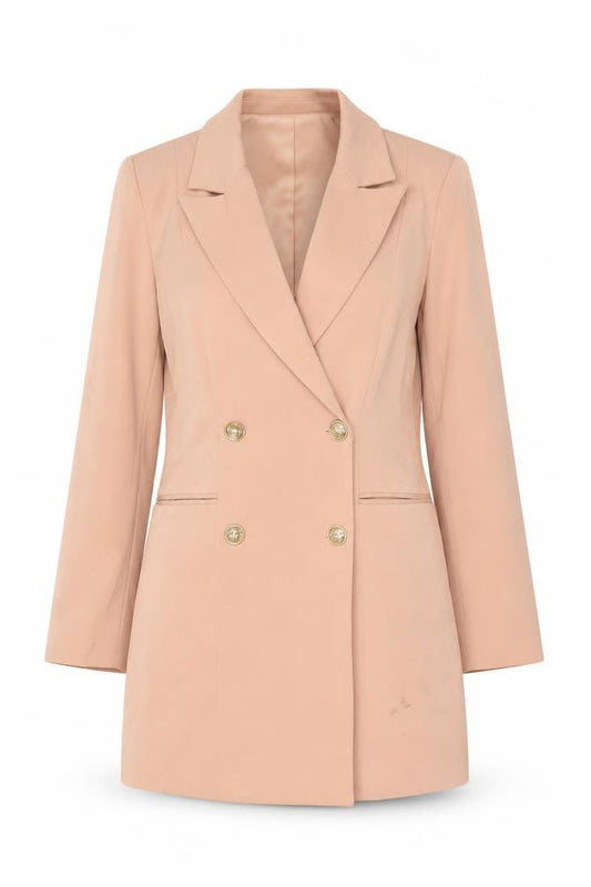 Forever 21 Women's Beige Double-Breasted Blazer Coat UK 12