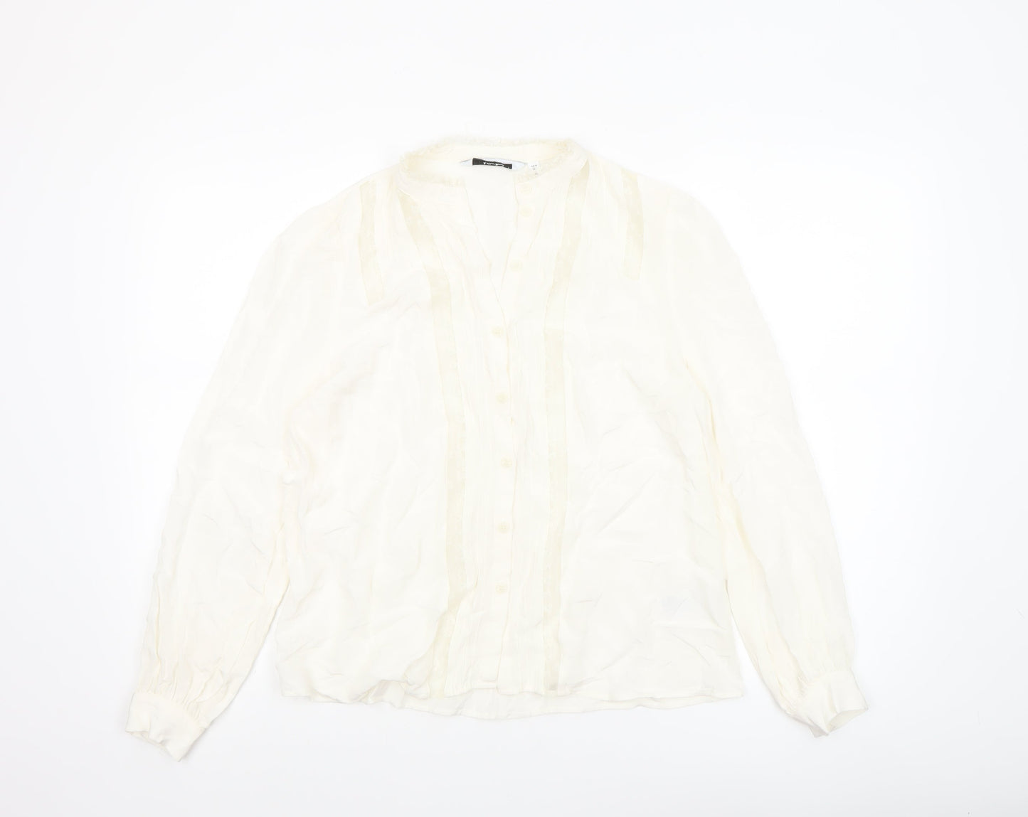 & Other Stories Women Ivory Lace Trim Viscose Blouse Size 8