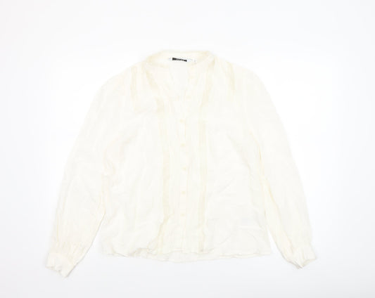 & Other Stories Women Ivory Lace Trim Viscose Blouse Size 8