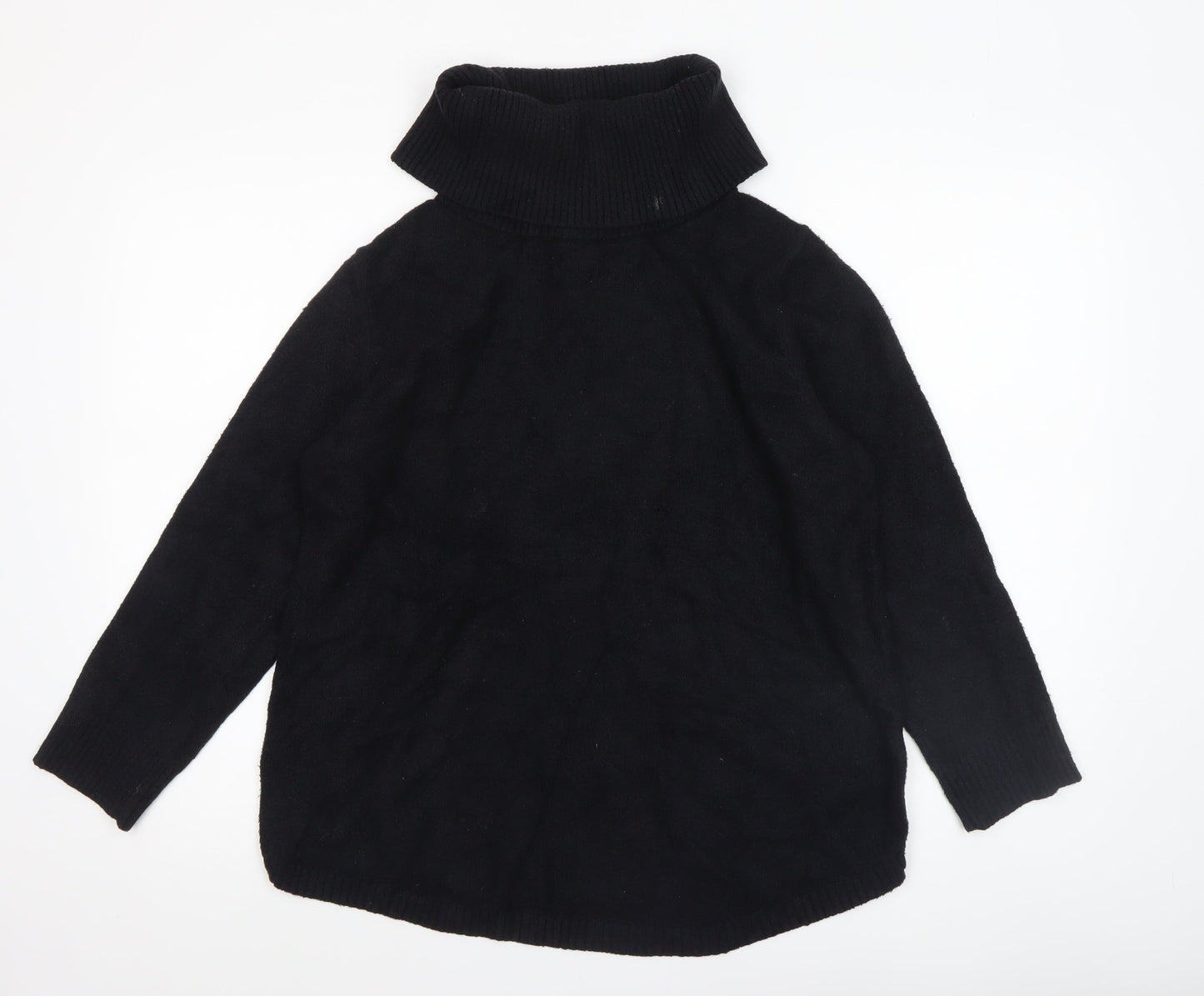 Rachel Zoe Womens Black Wool Roll Neck Chunky-Knit Pullover Jumper L