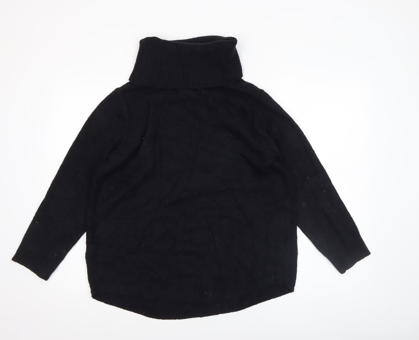 Rachel Zoe Womens Black Wool Roll Neck Chunky-Knit Pullover Jumper L