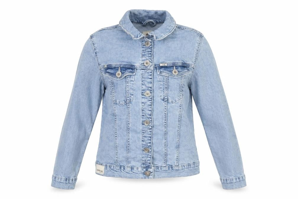 Garcia Women Blue Denim Basic Jacket M Buttoned Casual