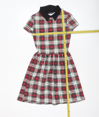 Quiz Women Multicoloured Check Fit & Flare Collared Dress Size 8