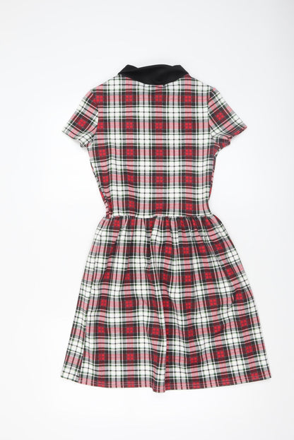 Quiz Women Multicoloured Check Fit & Flare Collared Dress Size 8