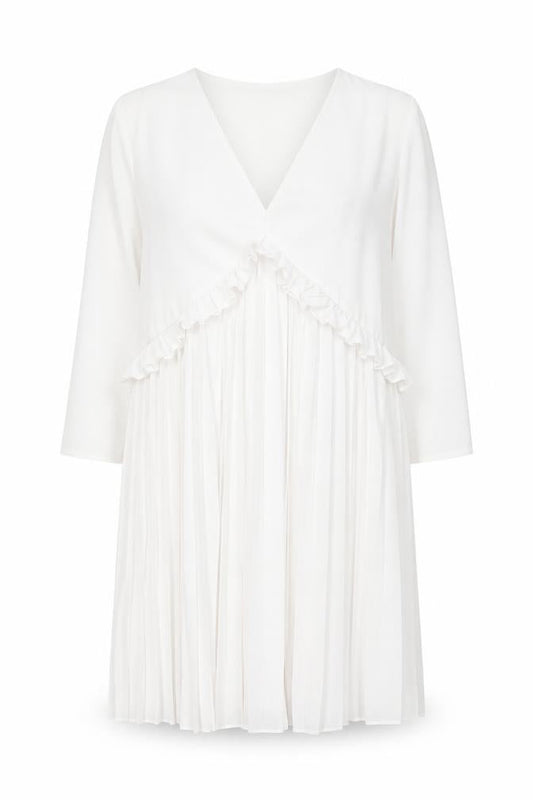 ASOS Women White Size 10 Wrap Pleated Ruffle Long Sleeve Dress