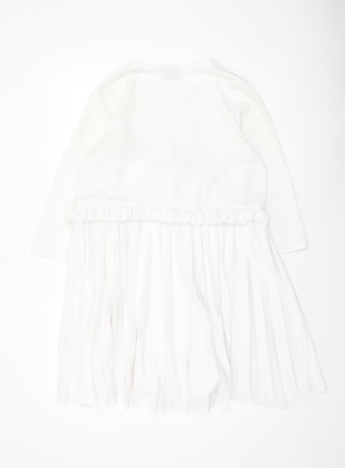 ASOS Women White Size 10 Wrap Pleated Ruffle Long Sleeve Dress