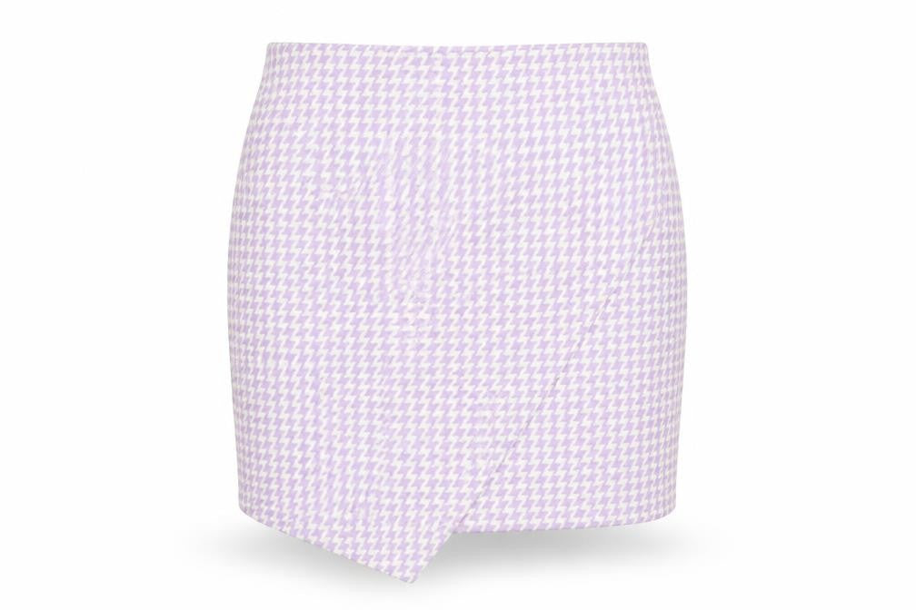 Boohoo Women’s Purple Houndstooth Pencil Mini Skirt Size 10