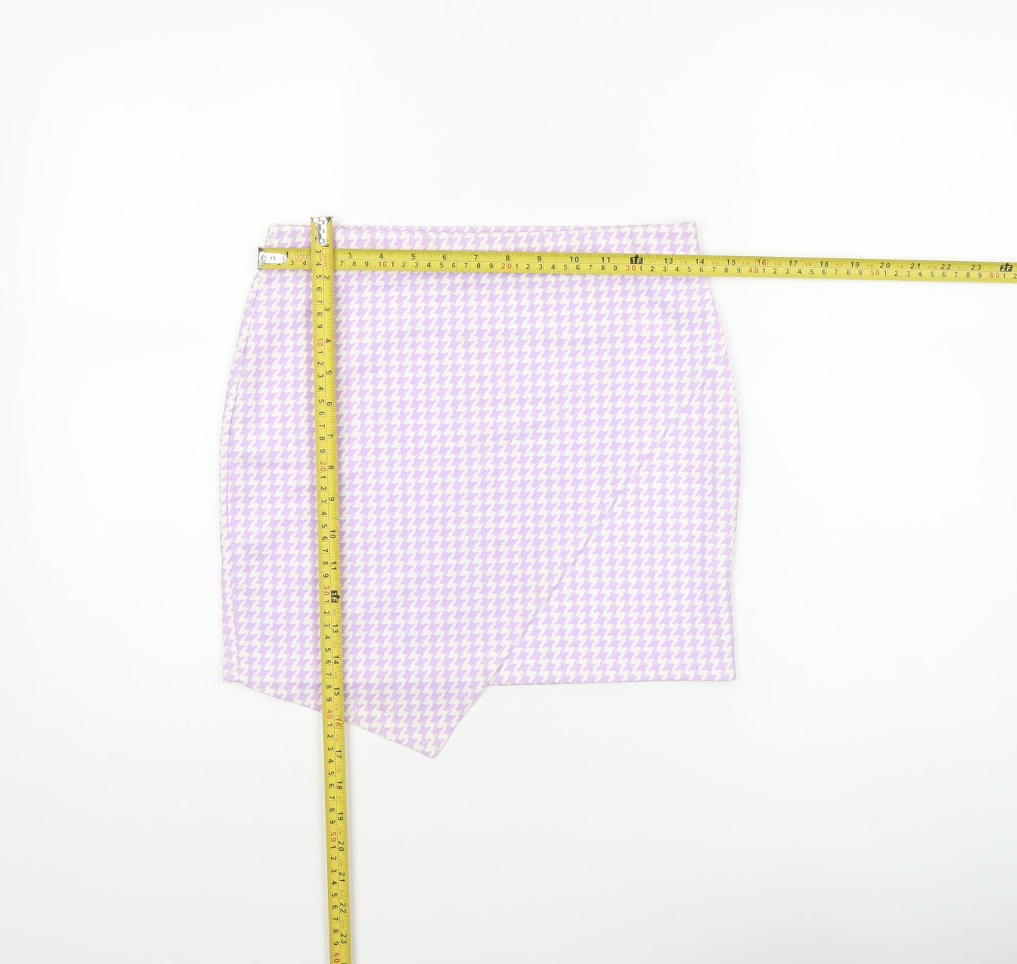 Boohoo Women’s Purple Houndstooth Pencil Mini Skirt Size 10