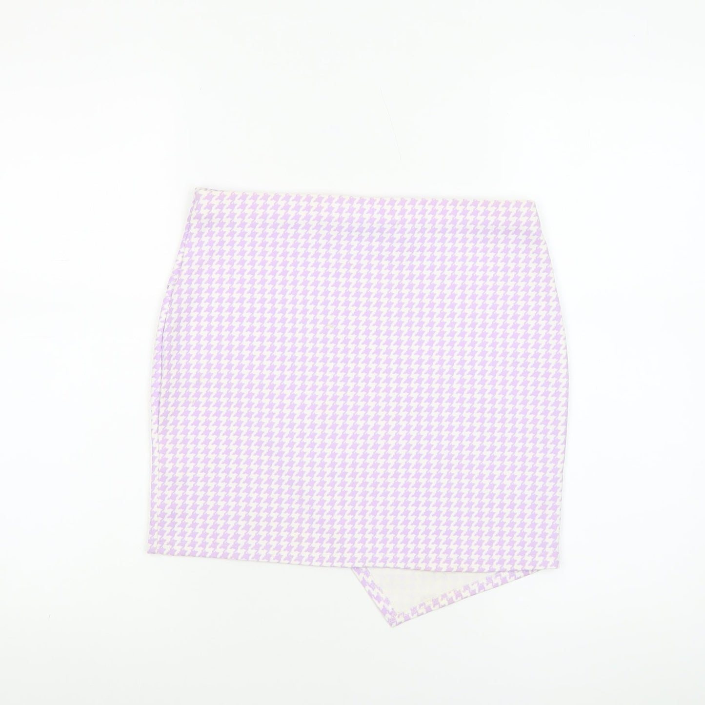 Boohoo Women’s Purple Houndstooth Pencil Mini Skirt Size 10