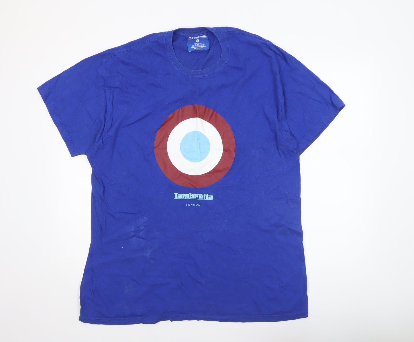 Lambretta Men's Blue XL Retro Mod Target Graphic Cotton T-Shirt