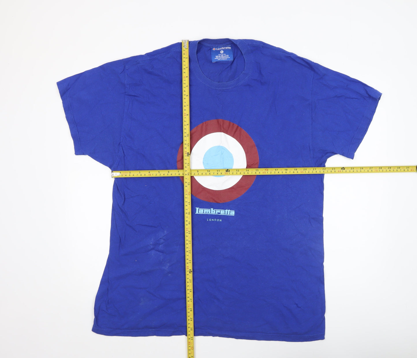 Lambretta Men's Blue XL Retro Mod Target Graphic Cotton T-Shirt