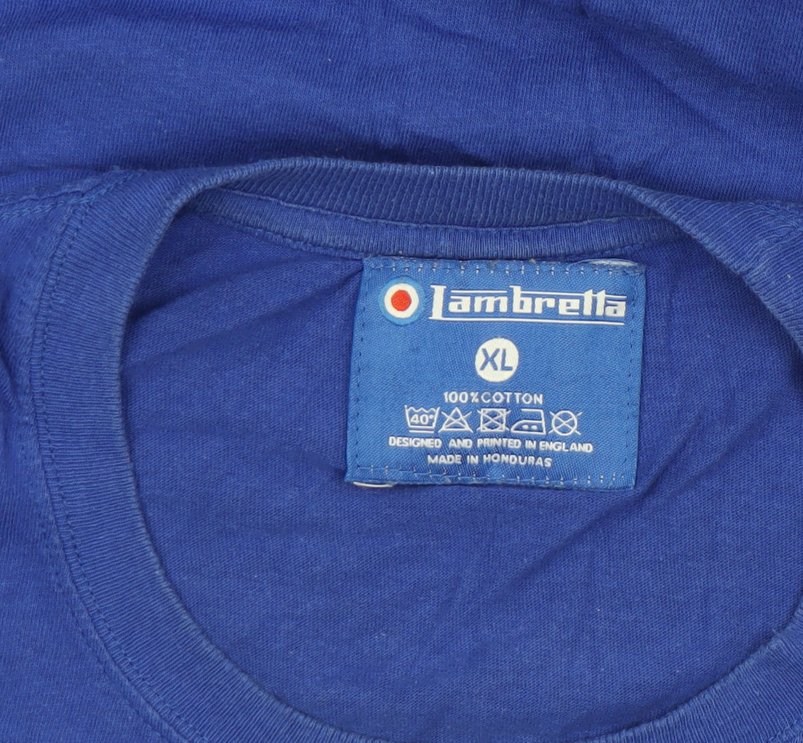 Lambretta Men's Blue XL Retro Mod Target Graphic Cotton T-Shirt
