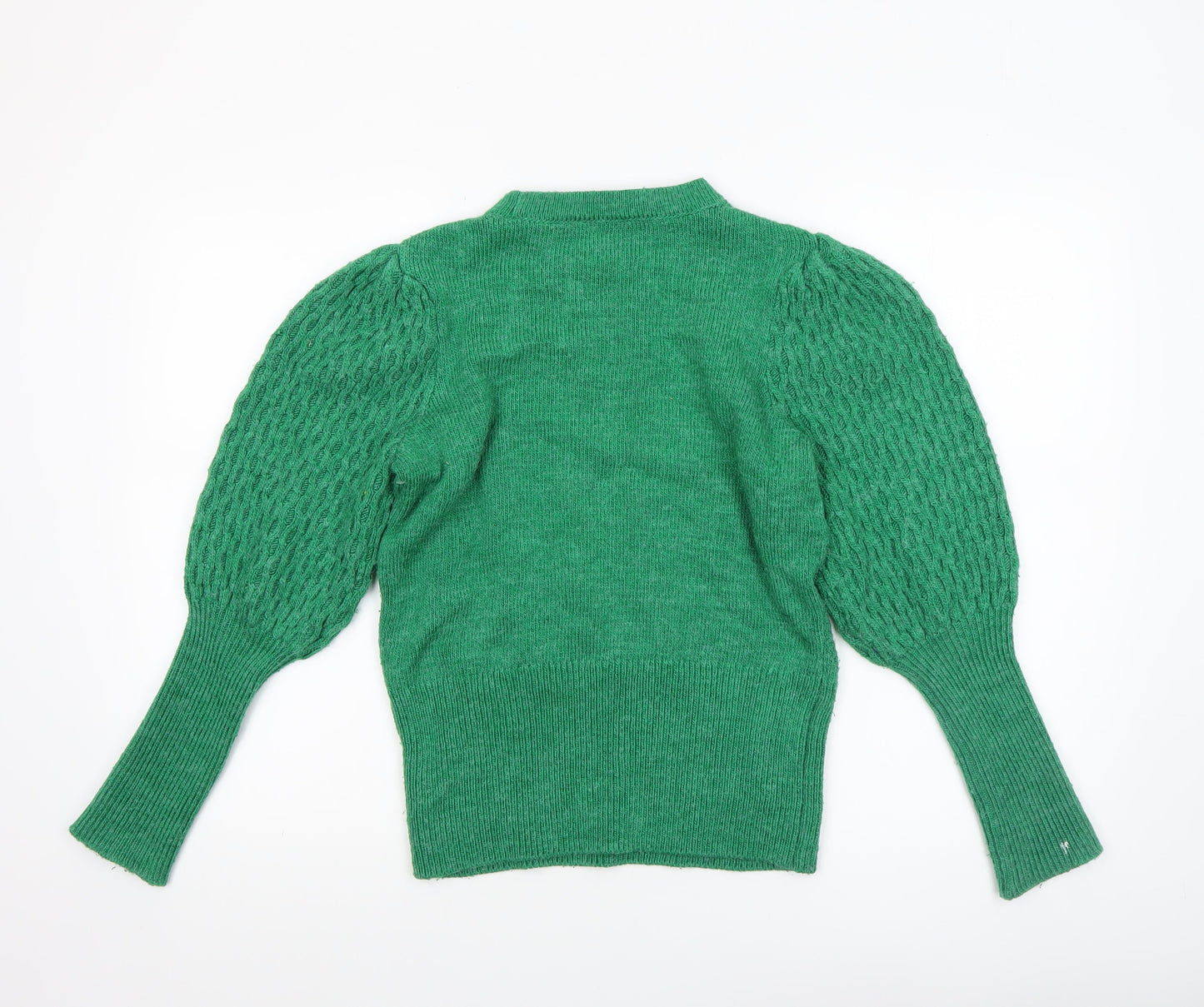 Savida Women Green Cable-Knit Puff Sleeve Jumper Size 10