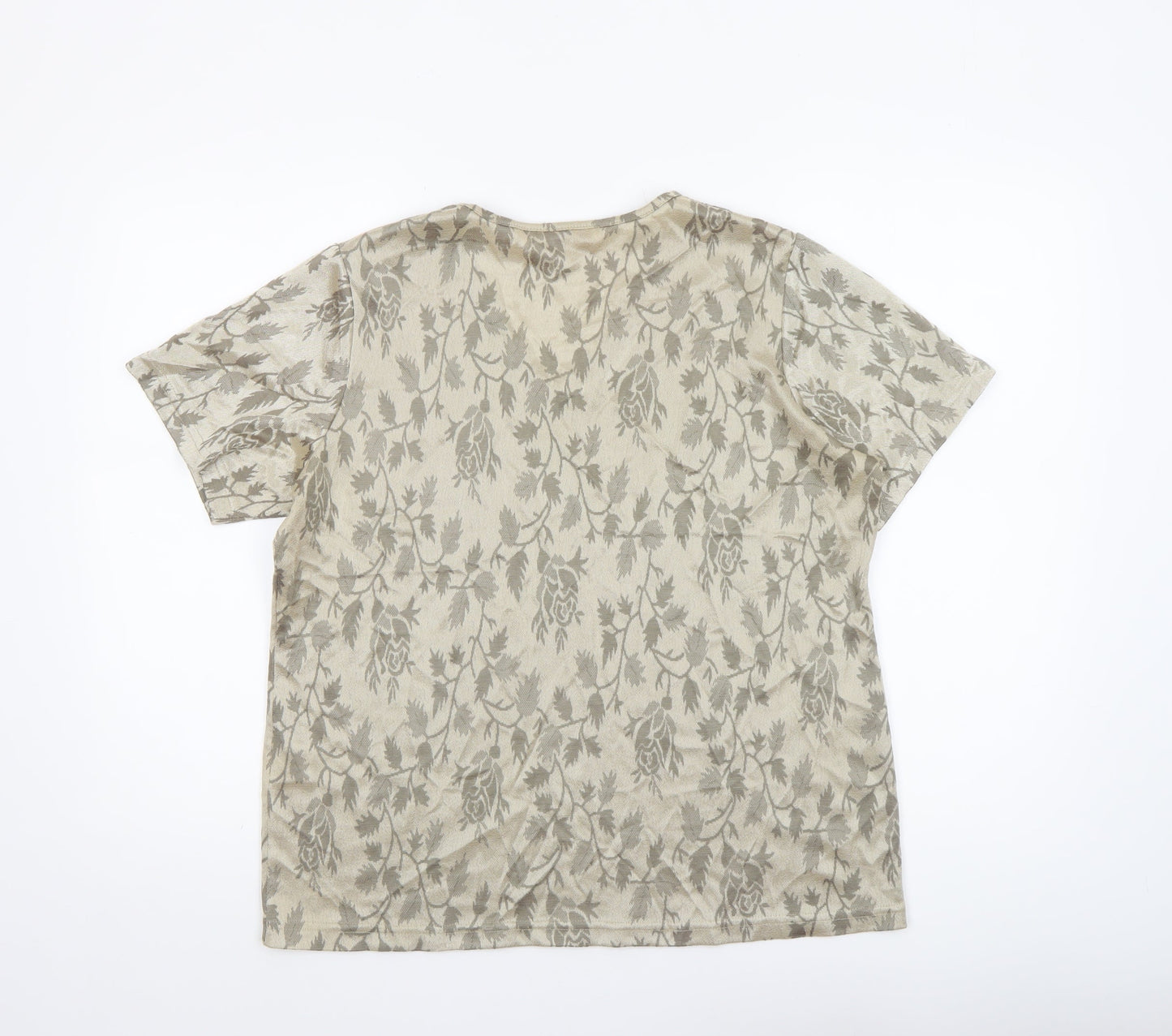 Honor Millburn at EWM Women’s Beige Floral V-Neck Short Sleeve T-Shirt Size 18