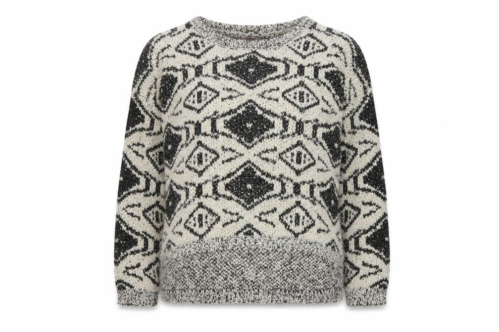 Maya Women’s Black & White Aztec Knit Pullover Jumper Size M