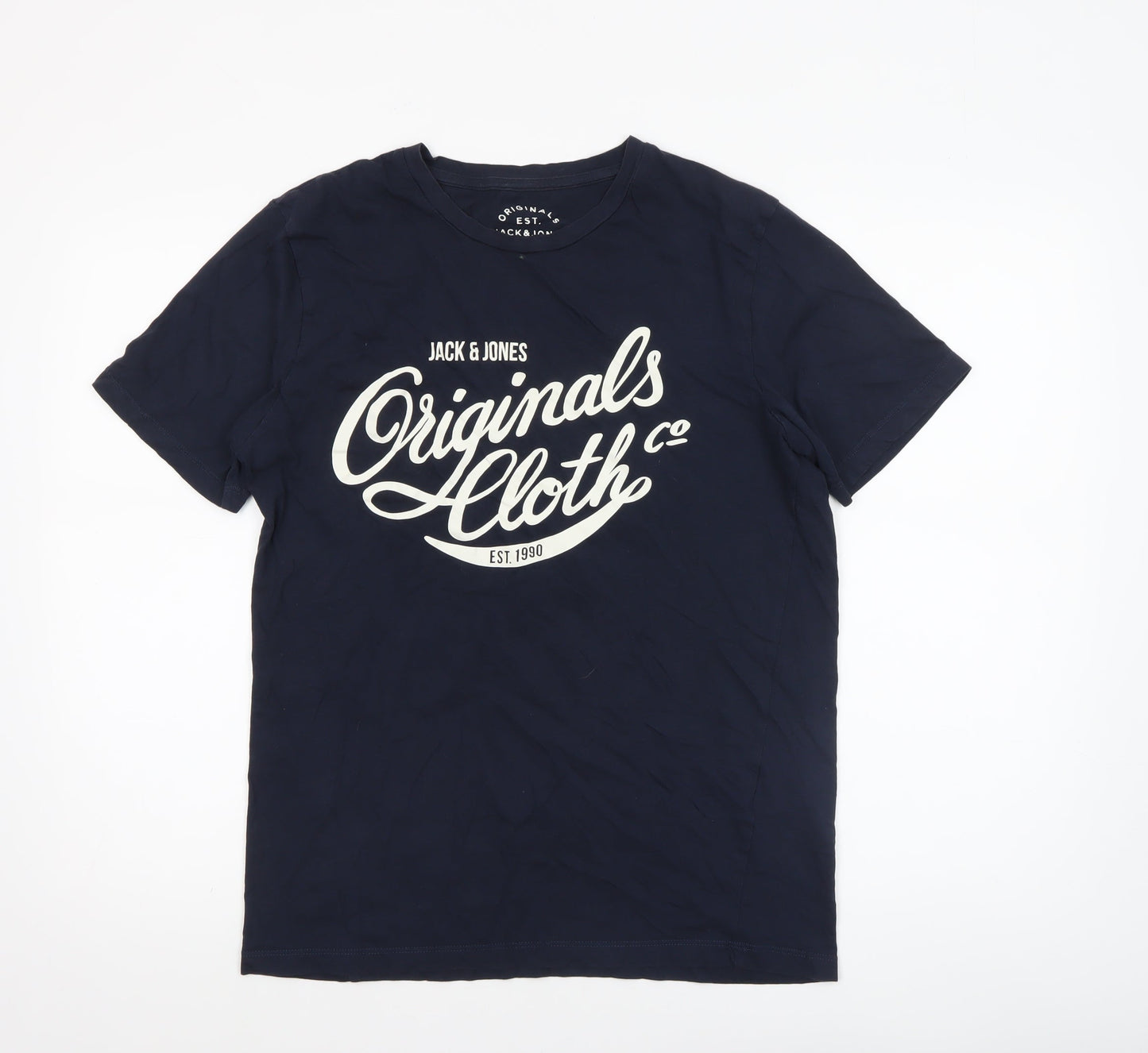 Jack & Jones Men Blue Graphic Print T-Shirt L Regular Fit