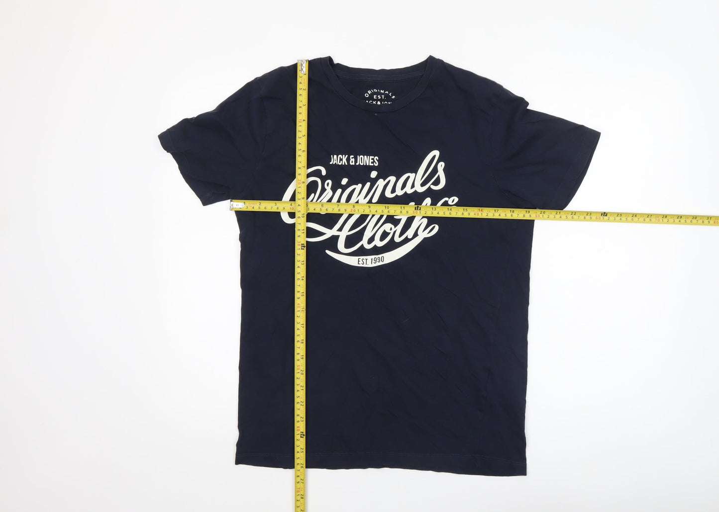 Jack & Jones Men Blue Graphic Print T-Shirt L Regular Fit