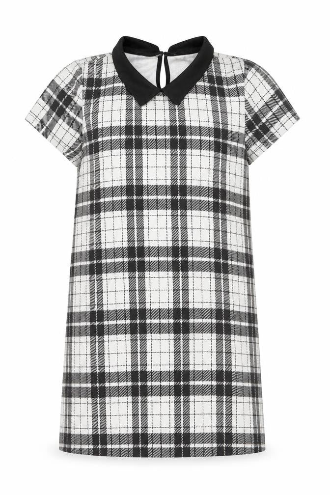 Primark Girls Black Check Collared Shift Dress Size 8 Years