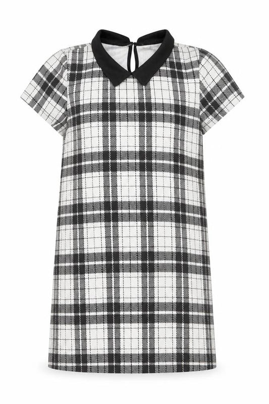 Primark Girls Black Check Collared Shift Dress Size 8 Years