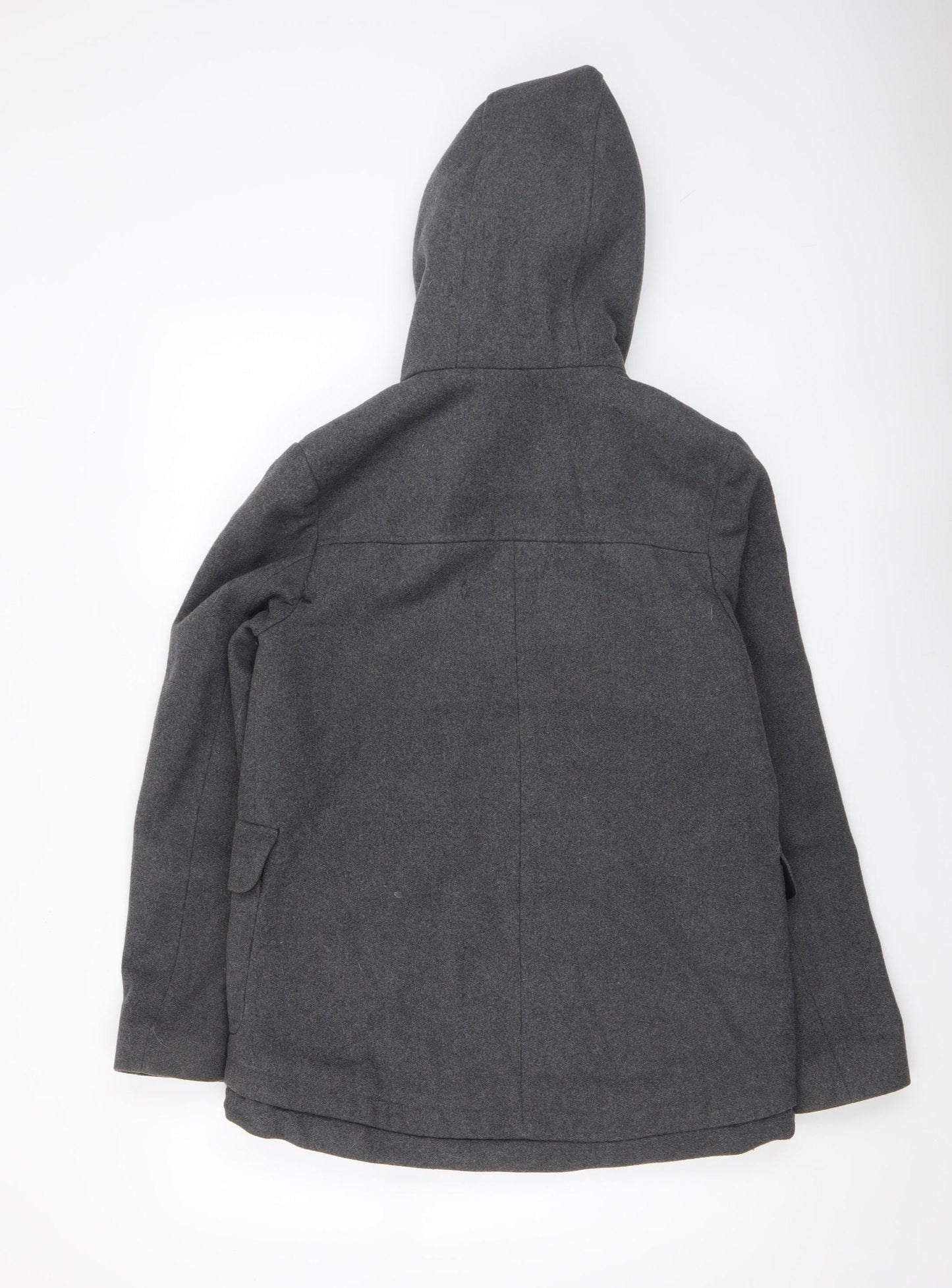 Atmosphere Women Grey Hooded Wool Blend Parka Jacket Size 8