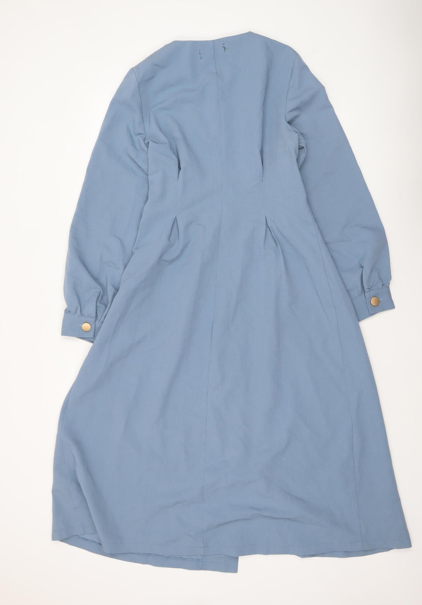 M. Adam Women Blue Midi Shirt Dress Long Sleeve Size M