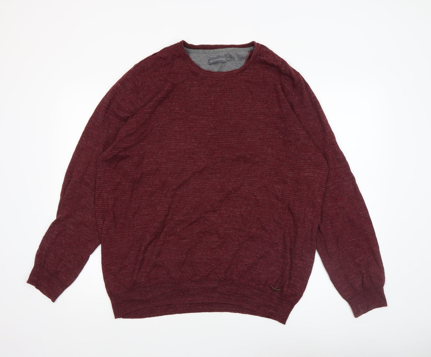 RJR John Rocha Men's Red Cotton Knit Crew Neck Jumper XL