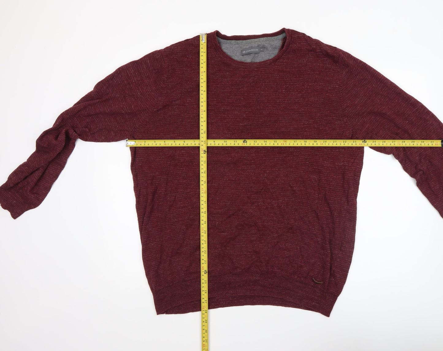 RJR John Rocha Men's Red Cotton Knit Crew Neck Jumper XL