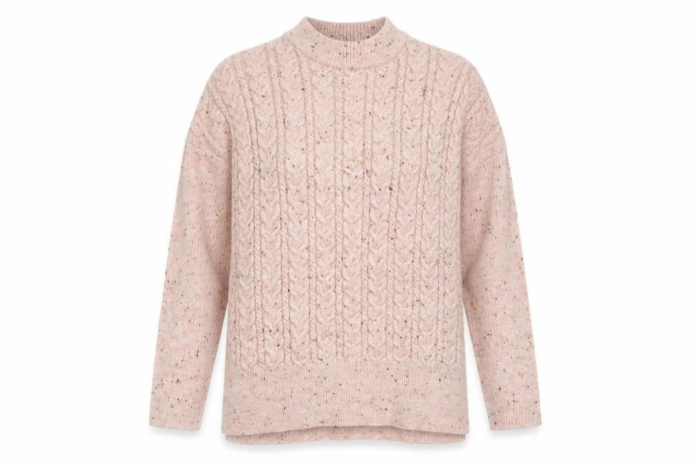 b.young Women’s Pink Cable-Knit Wool Blend Jumper Size M