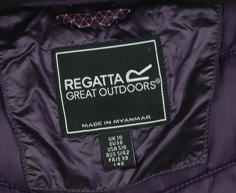 Regatta Women's Purple Long Hooded Puffer Jacket Size 10
