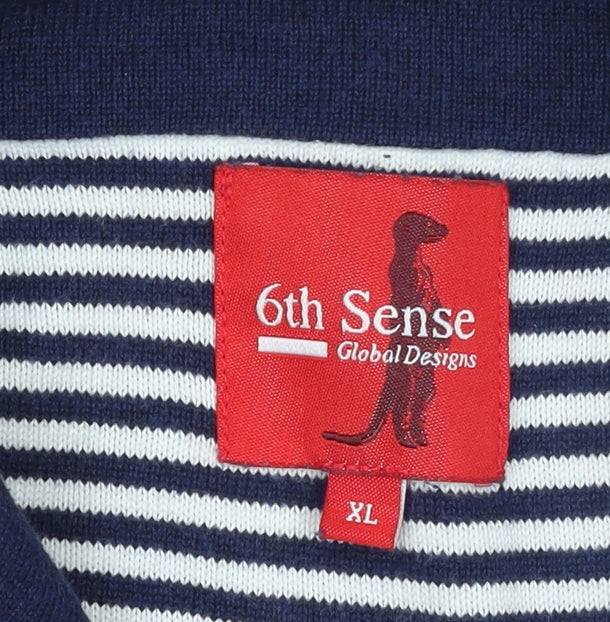 6th Sense Mens Blue Collared Button Cotton Jumper XL