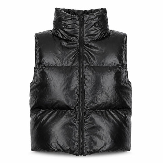 White Icy Women's Black Puffer Waistcoat L Regular Polyester