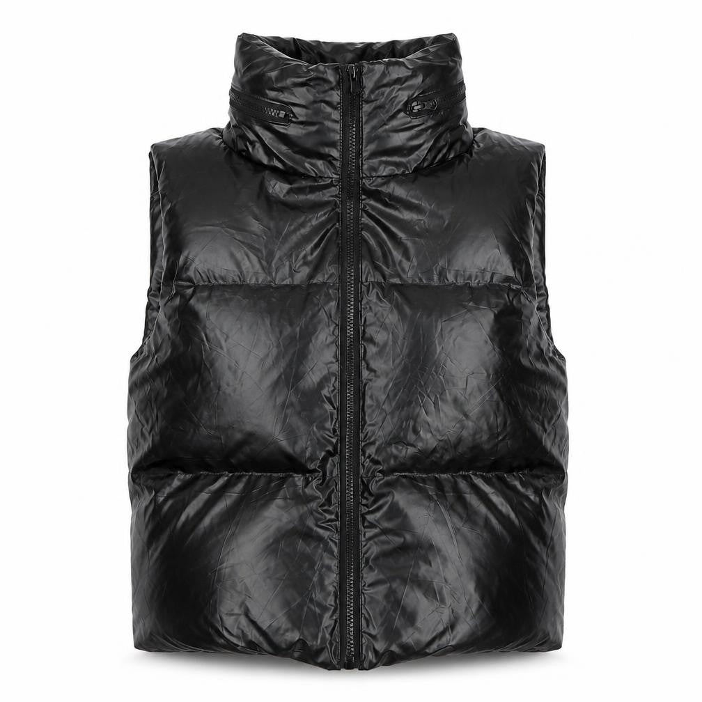 White Icy Women's Black Puffer Waistcoat L Regular Polyester