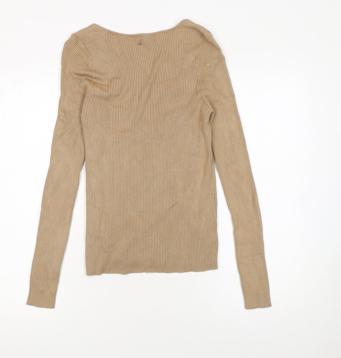 F&F Women’s Beige Slim Fit Ribbed Knit Long Sleeve Jumper Size S