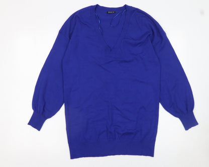 Additional front view of Roman Women’s Blue V-Neck Long Sleeve jumper, size UK 10