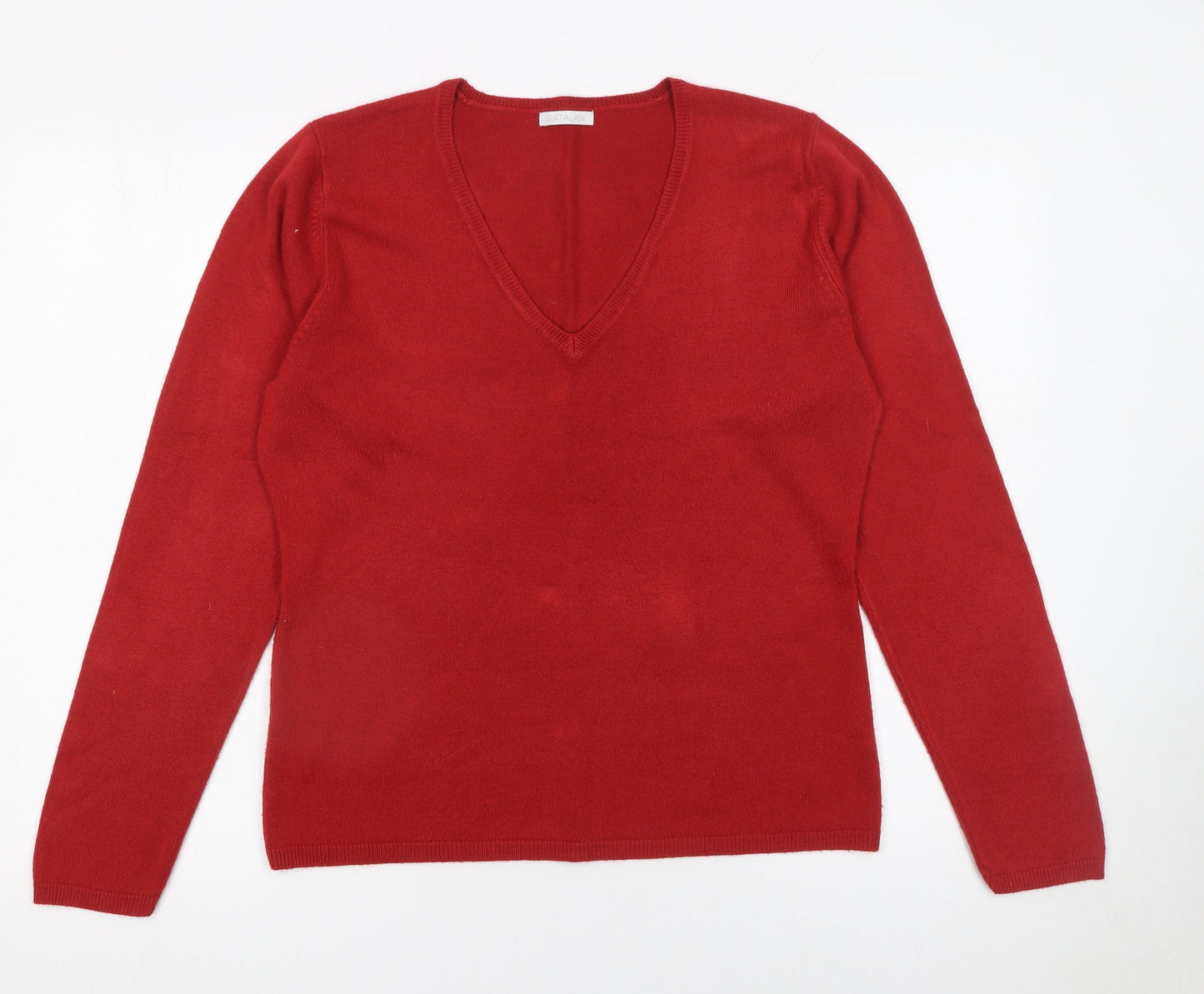 Matalan Women Red V-Neck Acrylic Knit Jumper Size 16