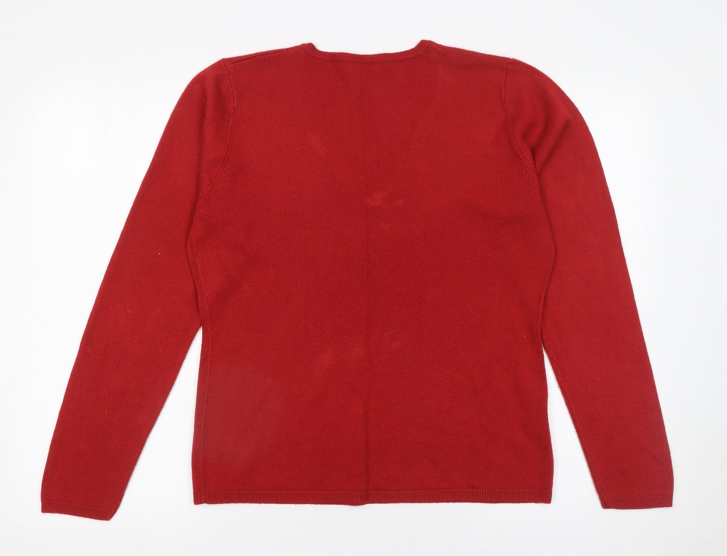 Matalan Women Red V-Neck Acrylic Knit Jumper Size 16