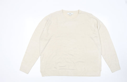 Marks and Spencer Women Beige Cotton Modal Crew Neck Jumper Size 18